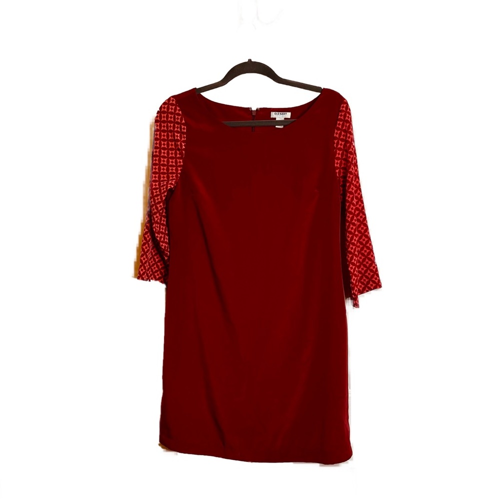 Old Navy Maroon and Orange Shift Dress